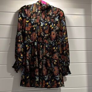 Cinq à Sept Multicolor Floral Long Sleeve Dress